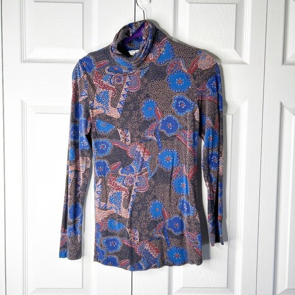 ba&sh Jonas Multi-Color Printed Turtleneck Long Sleeve Top Women's Size Medium M - Picture 1 of 6